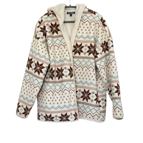 Steve Madden Jackets & Blazers - Steve Madden Women’s Sherpa Fleece Wrap Fairisle Print Hooded Jacket XL